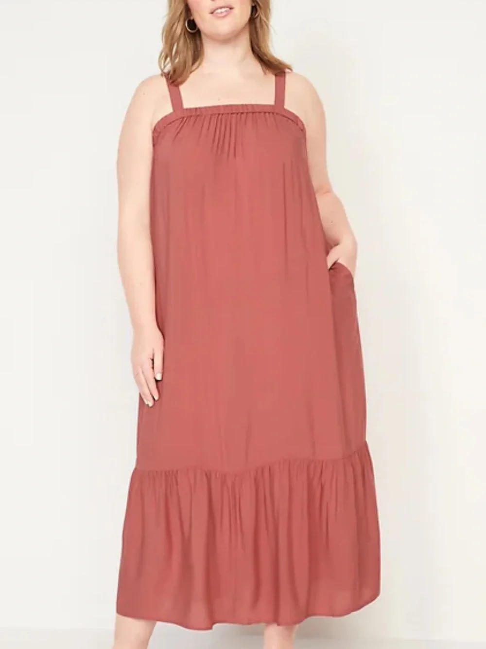 Old Navy | Sleeveless Tie Back Cutout‎ Coral Maci Swing Dress Ruched Peasant
